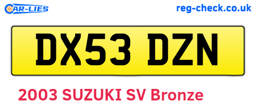 DX53DZN are the vehicle registration plates.