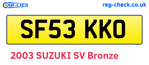 SF53KKO are the vehicle registration plates.