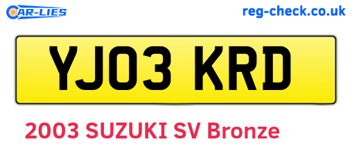 YJ03KRD are the vehicle registration plates.