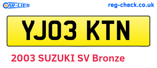 YJ03KTN are the vehicle registration plates.