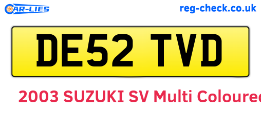 DE52TVD are the vehicle registration plates.