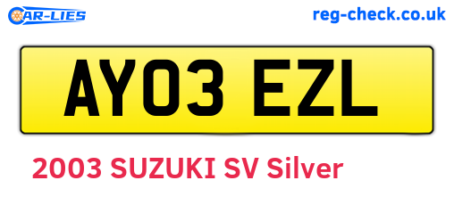 AY03EZL are the vehicle registration plates.