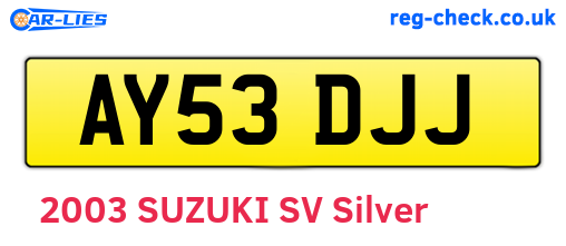 AY53DJJ are the vehicle registration plates.