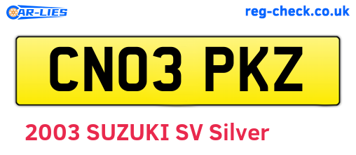 CN03PKZ are the vehicle registration plates.