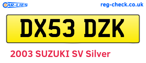 DX53DZK are the vehicle registration plates.