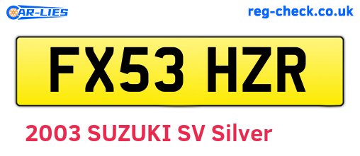 FX53HZR are the vehicle registration plates.