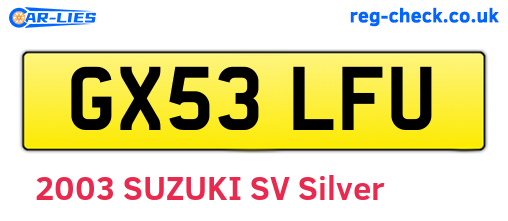 GX53LFU are the vehicle registration plates.