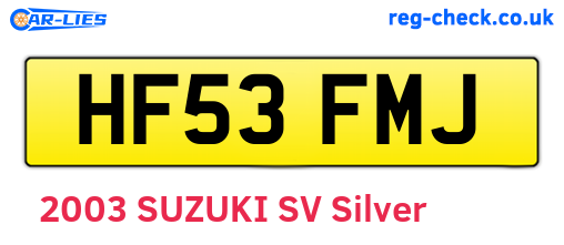 HF53FMJ are the vehicle registration plates.