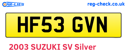 HF53GVN are the vehicle registration plates.