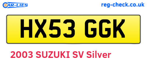 HX53GGK are the vehicle registration plates.