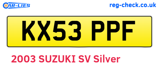 KX53PPF are the vehicle registration plates.
