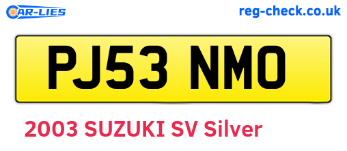 PJ53NMO are the vehicle registration plates.