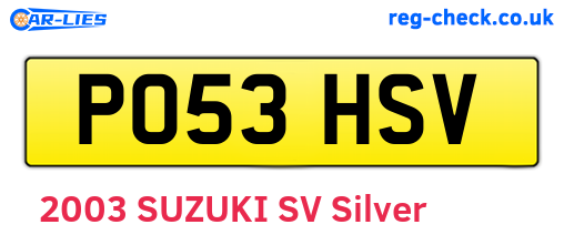PO53HSV are the vehicle registration plates.