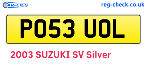 PO53UOL are the vehicle registration plates.