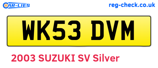 WK53DVM are the vehicle registration plates.