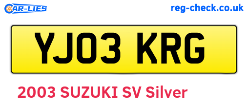YJ03KRG are the vehicle registration plates.