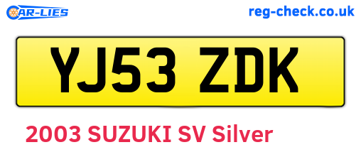 YJ53ZDK are the vehicle registration plates.
