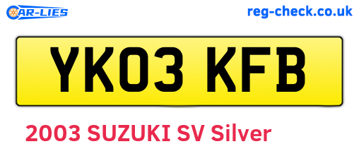 YK03KFB are the vehicle registration plates.