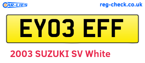 EY03EFF are the vehicle registration plates.