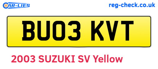 BU03KVT are the vehicle registration plates.