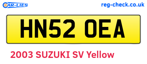 HN52OEA are the vehicle registration plates.