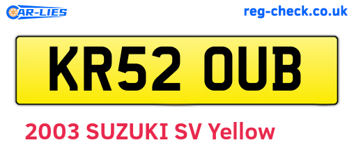 KR52OUB are the vehicle registration plates.