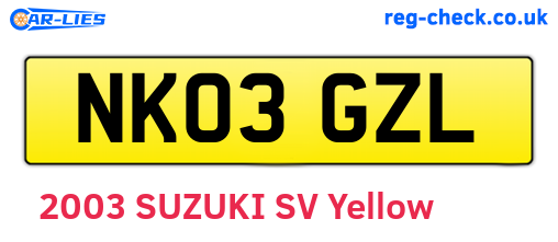 NK03GZL are the vehicle registration plates.