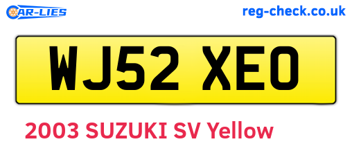 WJ52XEO are the vehicle registration plates.