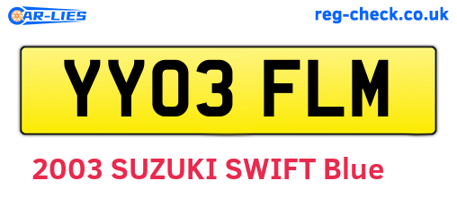 YY03FLM are the vehicle registration plates.