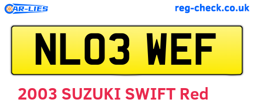 NL03WEF are the vehicle registration plates.