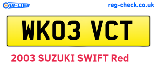 WK03VCT are the vehicle registration plates.