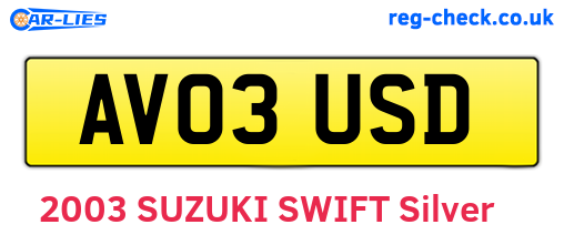 AV03USD are the vehicle registration plates.