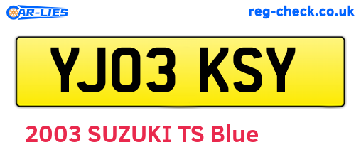 YJ03KSY are the vehicle registration plates.