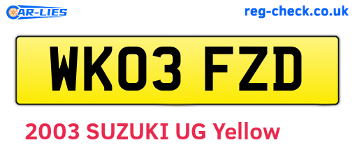 WK03FZD are the vehicle registration plates.