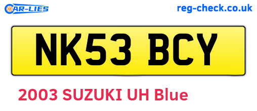 NK53BCY are the vehicle registration plates.