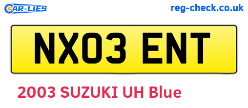 NX03ENT are the vehicle registration plates.
