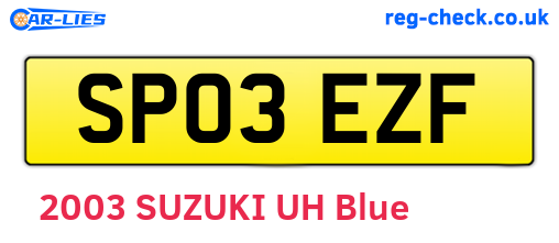 SP03EZF are the vehicle registration plates.