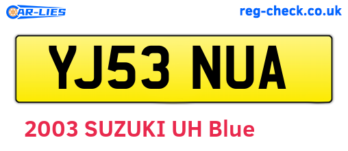 YJ53NUA are the vehicle registration plates.