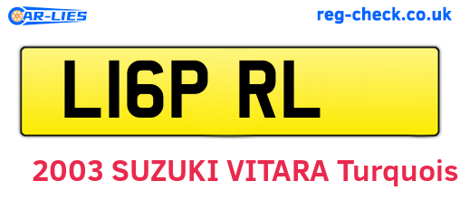 L16PRL are the vehicle registration plates.