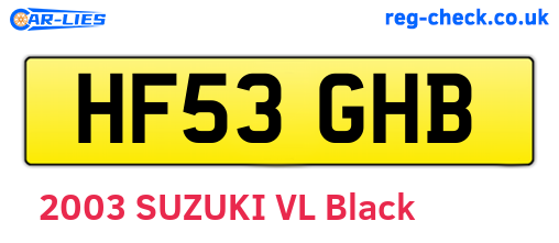HF53GHB are the vehicle registration plates.