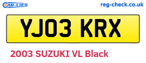 YJ03KRX are the vehicle registration plates.