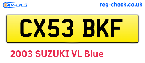 CX53BKF are the vehicle registration plates.