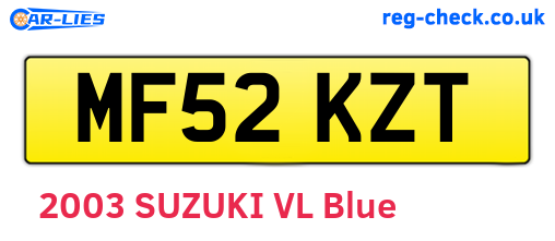 MF52KZT are the vehicle registration plates.