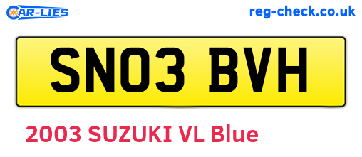 SN03BVH are the vehicle registration plates.