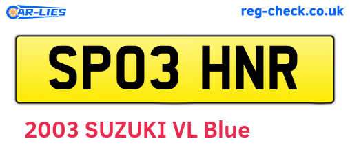 SP03HNR are the vehicle registration plates.