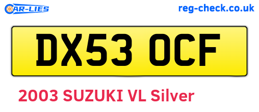 DX53OCF are the vehicle registration plates.