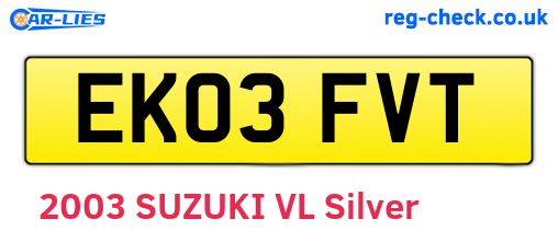 EK03FVT are the vehicle registration plates.