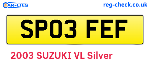 SP03FEF are the vehicle registration plates.