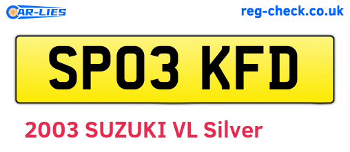 SP03KFD are the vehicle registration plates.