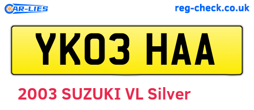 YK03HAA are the vehicle registration plates.